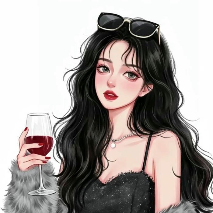 ảnh đại diện anime chất nữ cầm ly rượu vang