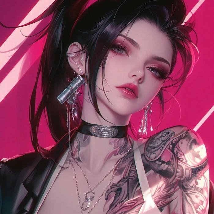 avatar anime cool cô gái tóc hồng cá tính mạnh
