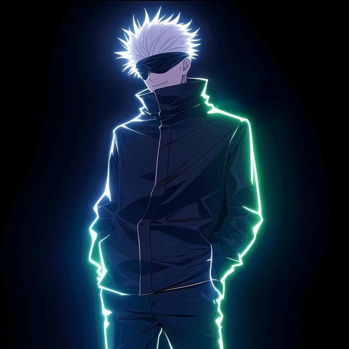 avatar anime ngầu nam mặc đồ đen viền xanh