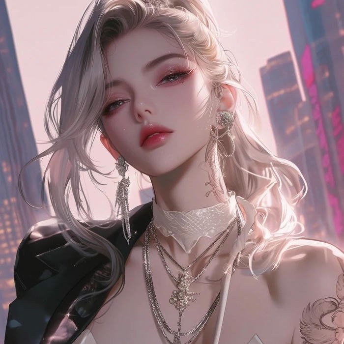 avatar anime cool nữ tóc trắng thần thái sang chảnh