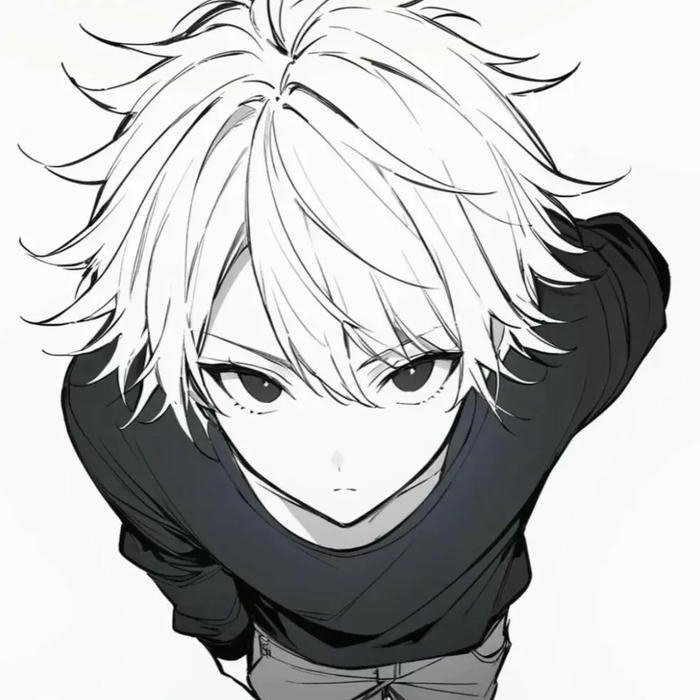 avatar anime cool nam tóc trắng ngước nhìn lên