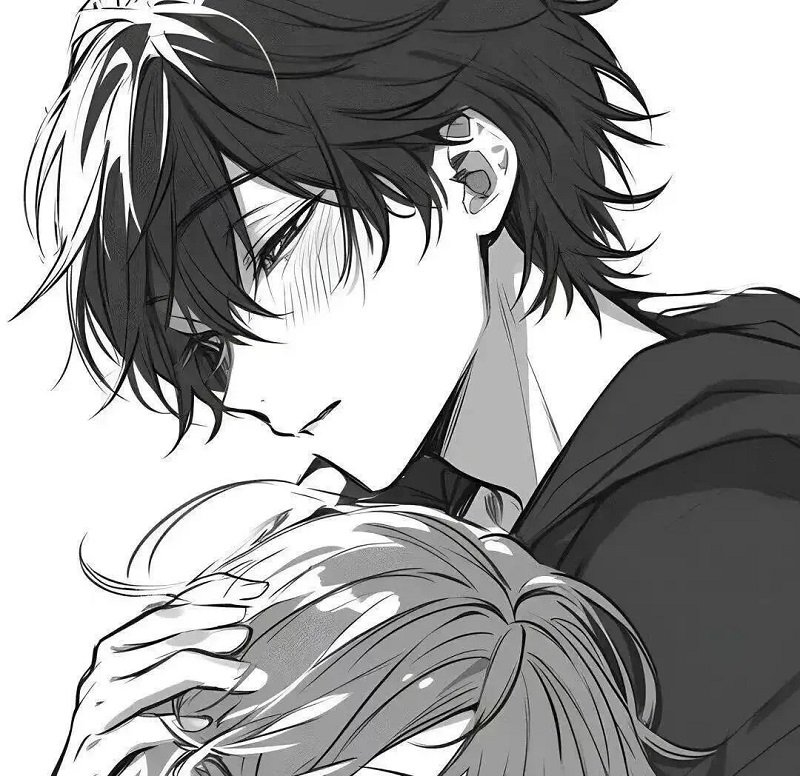 Avatar đôi anime đen trắng phong cách Nhật Bản