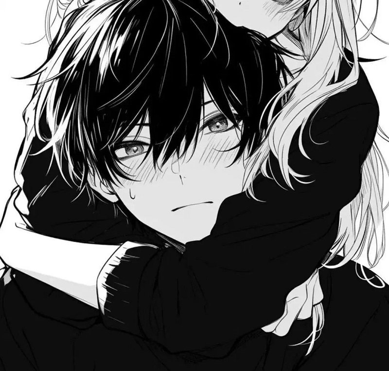 Bộ avatar đôi anime đen trắng đẹp cho couple