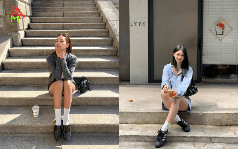 Chụp hình ngồi cầu thang