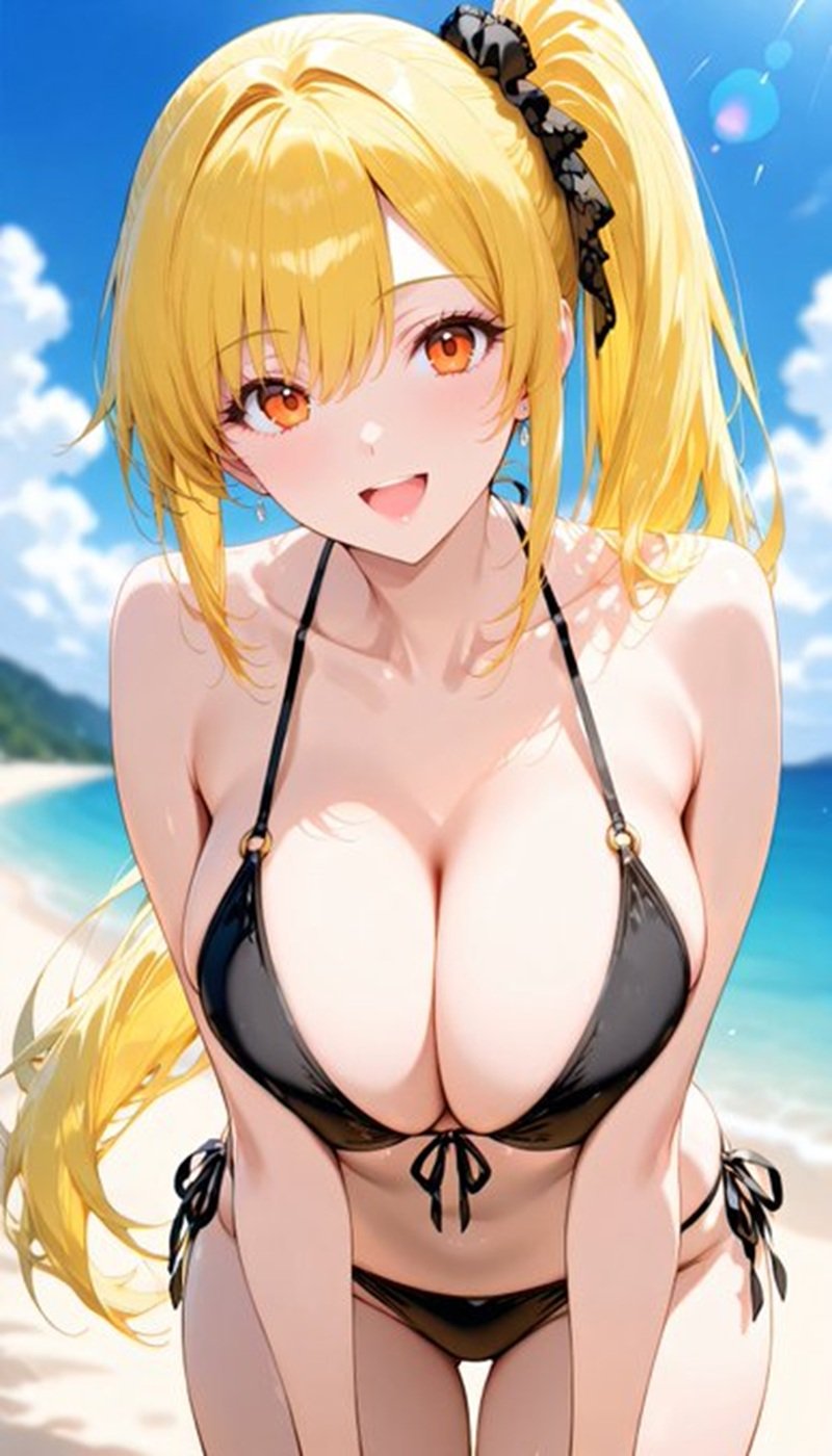 Ảnh gái anime bikini khoe eo thon bụng phẳng