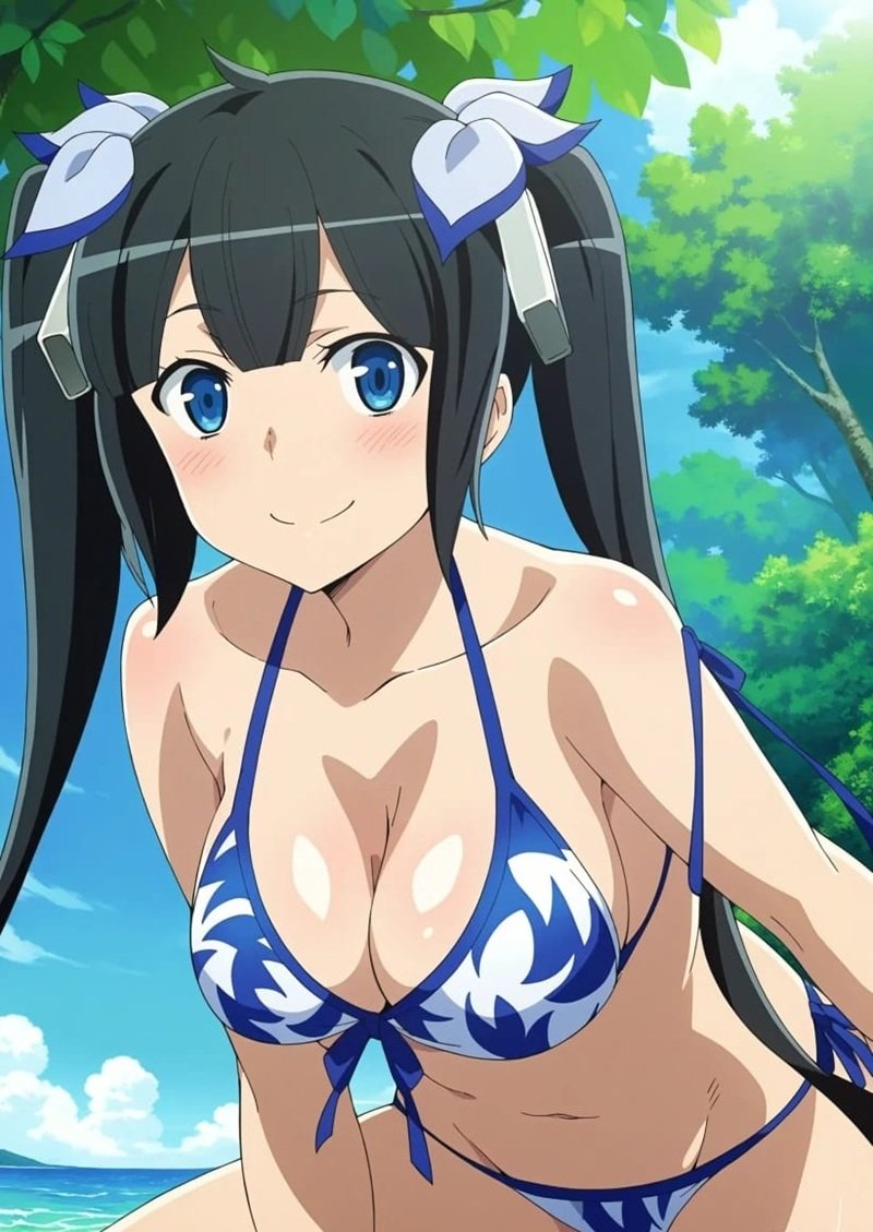 Ảnh gái anime bikini hồng ngọt ngào đầy mê hoặc