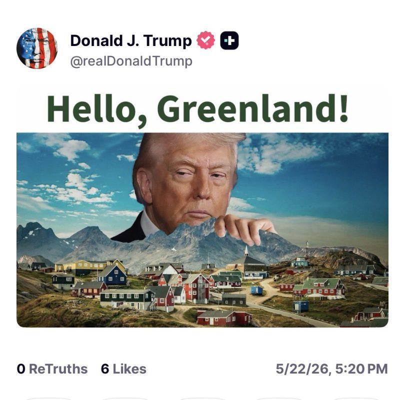 ‘Hello, Greenland!’: Trump posts looming meme as protests greet new US consulate