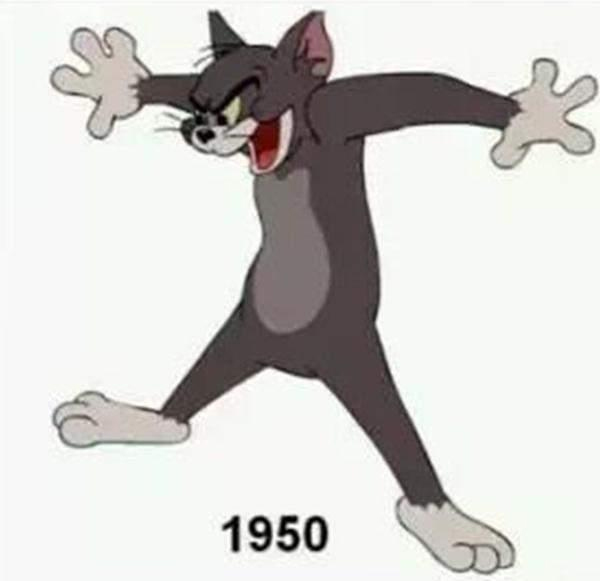 Kể từ năm 1955, màu sắc của Tom dần trở thành chủ yếu là màu xanh lam
