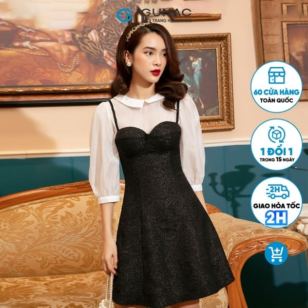 Đầm nữ Luxury 2 dây cúp ngực sexy màu đen GUMAC