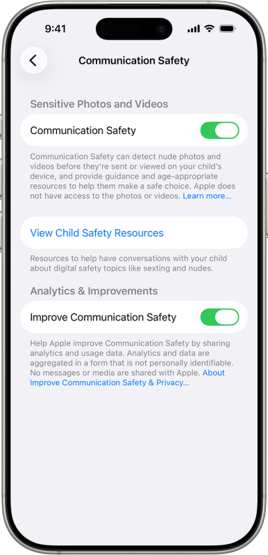 About Communication Safety on your child's Apple device
