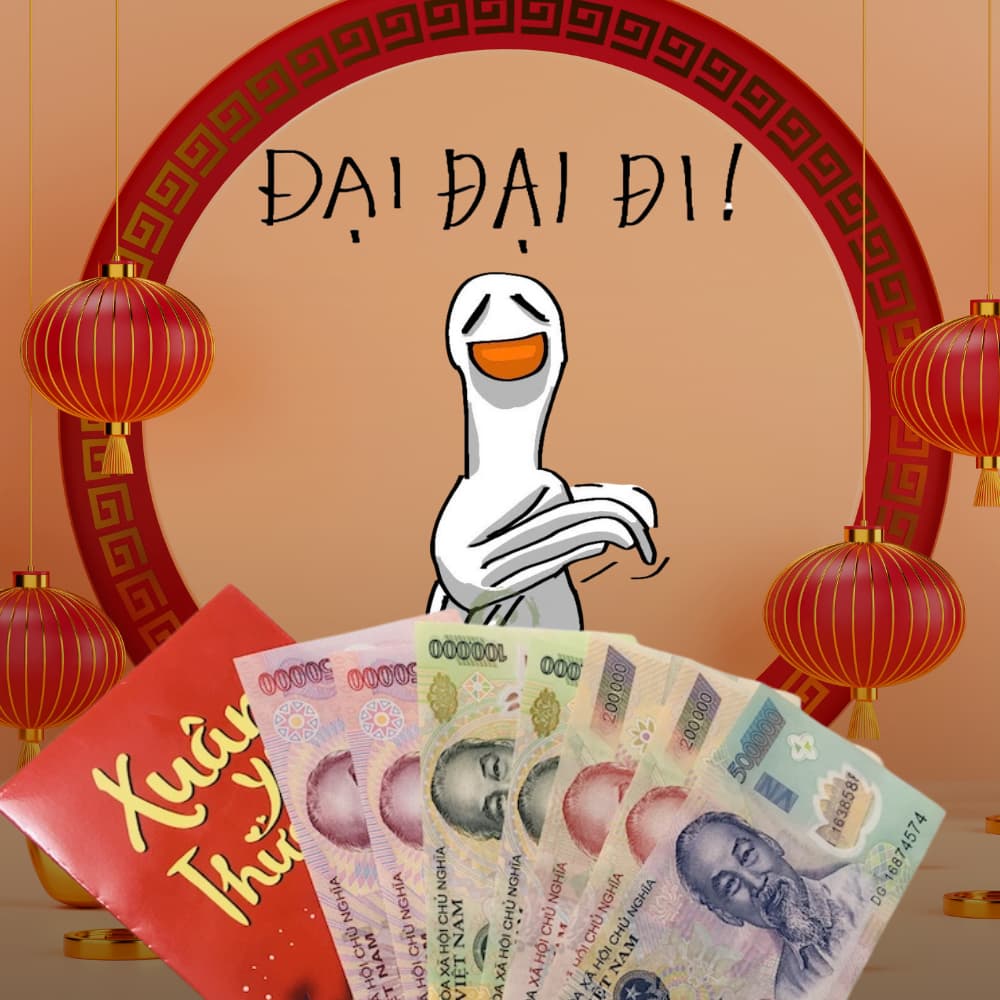 meme người đẹp bổn cung lì xi 50k,100k, 200k, 500k