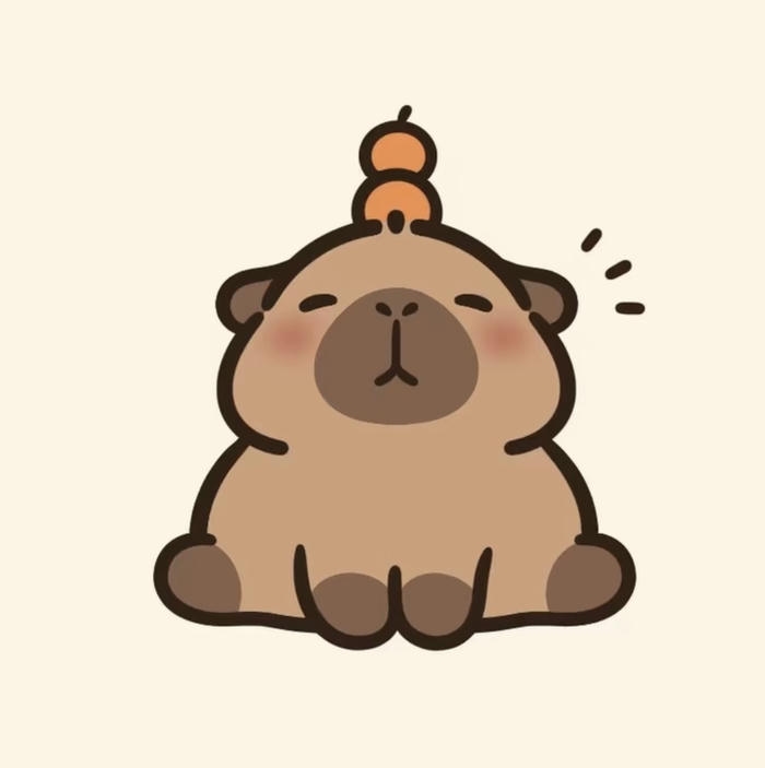 Hình ảnh capybara chibi ngồi ngoan ngoãn