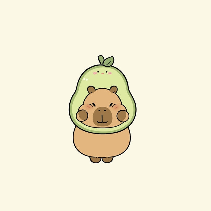 Capybara chibi mũ quả bơ cute nhất