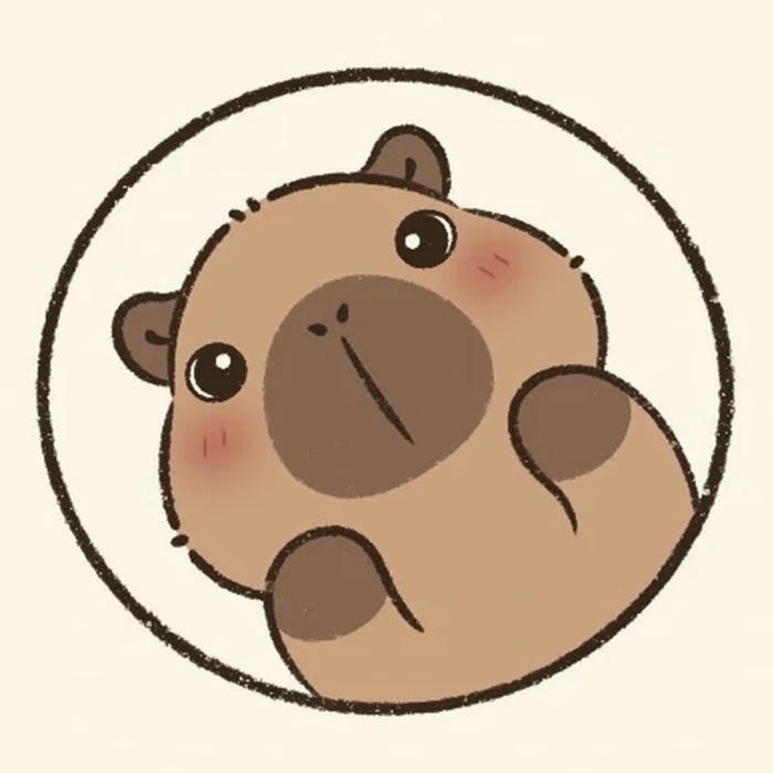 Con capybara chibi cười mỉm hiền
