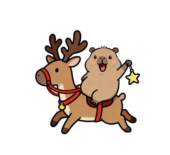 Capybara chibi ngày lễ noel cute