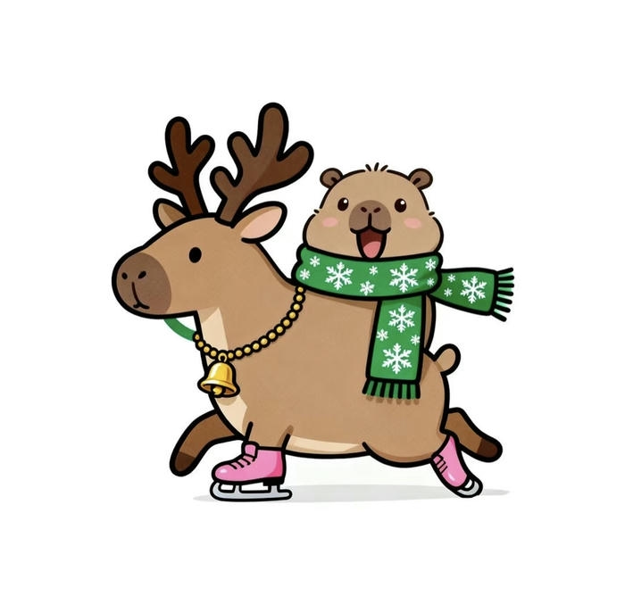 Con capybara chibi đội khăn ấm