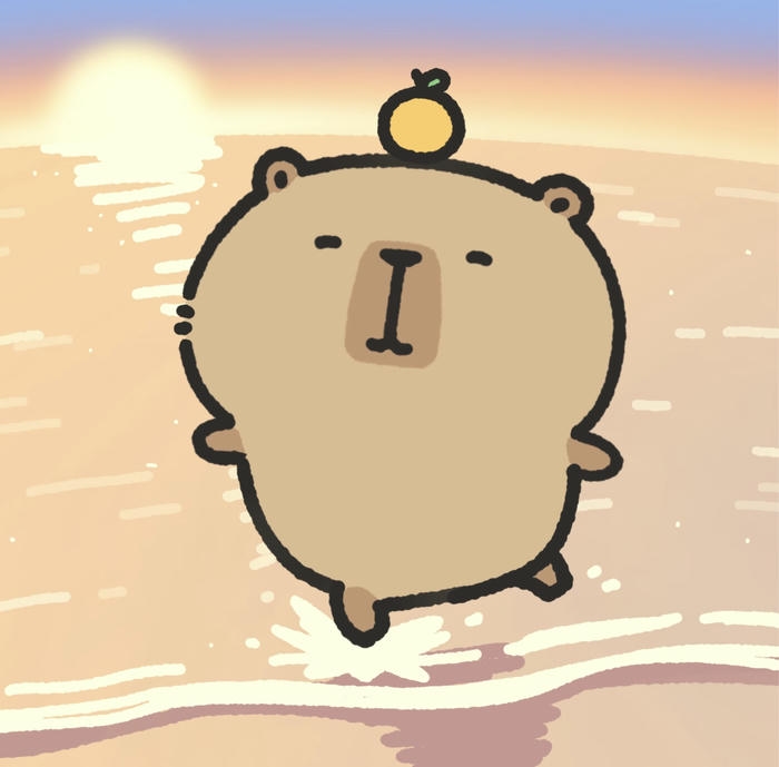 Hình ảnh capybara chibi chạy tung tăng