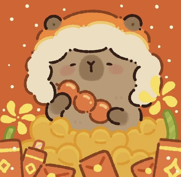 Chibi capybara chibi chủ đề tết