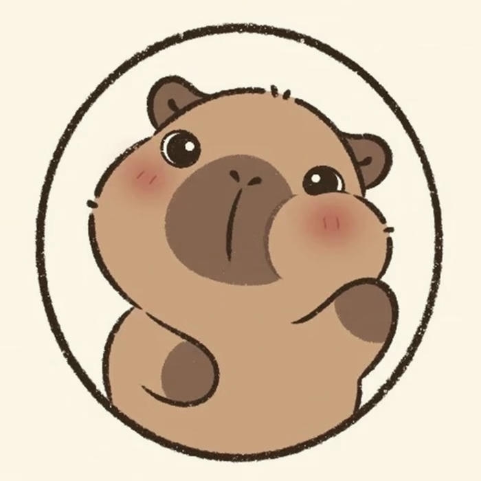 Hình capybara chibi vẫy tay chào
