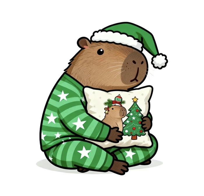 Hình ảnh capybara chibi ôm gối