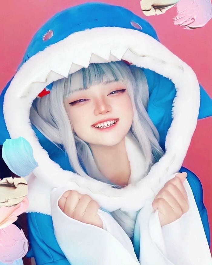 Yaoyao Gawr Gura Cosplay dễ thương, tính nghịch