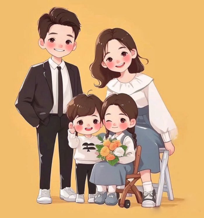 ảnh gia đình anime thể hiện sự gắn bó