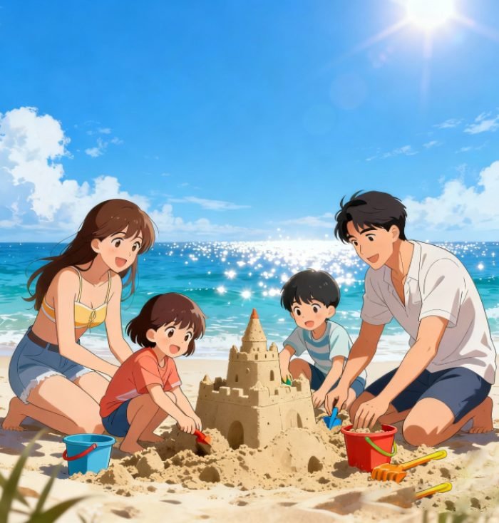 ảnh gia đình anime mang không khí đầm ấm