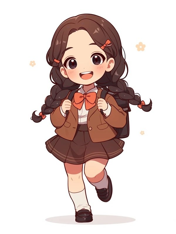 Ảnh hoạt hình học sinh chibi nhiều màu sắc