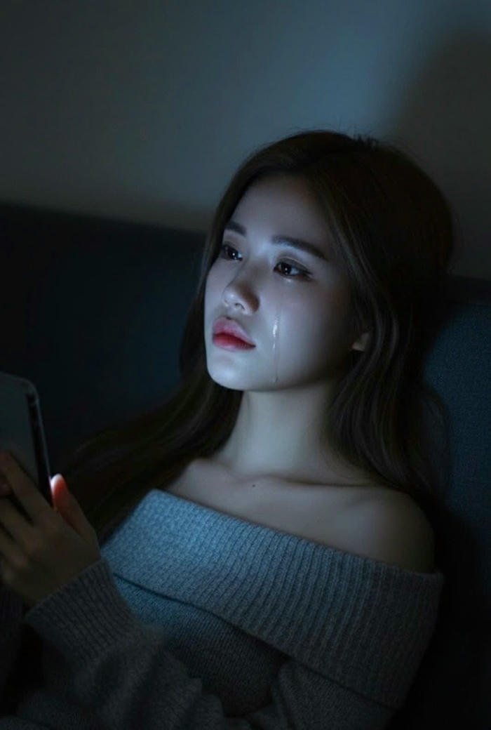 hình nữ khóc ánh mắt ướt