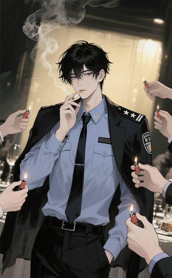 bức hình anime hút thuốc nhân vật cảnh sát
