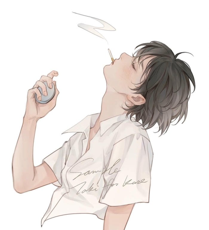 bức ảnh anime hút thuốc trầm lắng