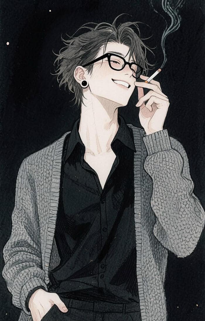 bức ảnh anime hút thuốc nụ cười tà mị