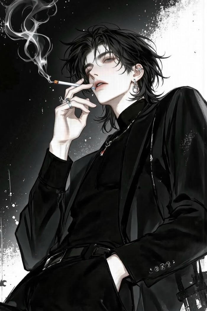 hình ảnh anime hút thuốc khói mờ ảo