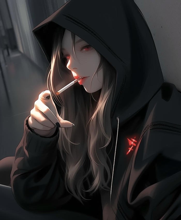 bức ảnh anime hút thuốc góc nghiêng đẹp