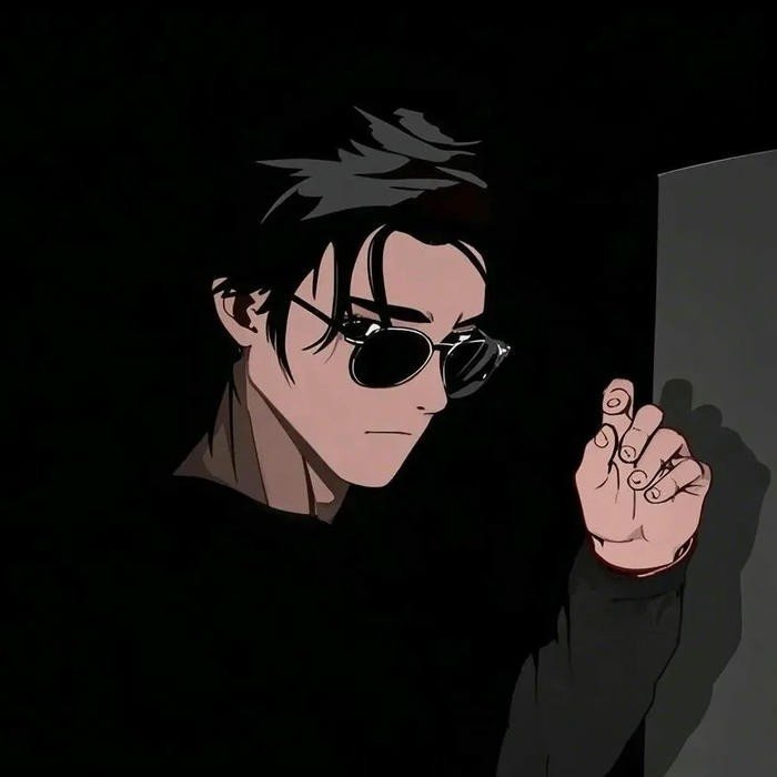Hình avatar siêu ngầu nam anime đeo kính râm đen tối