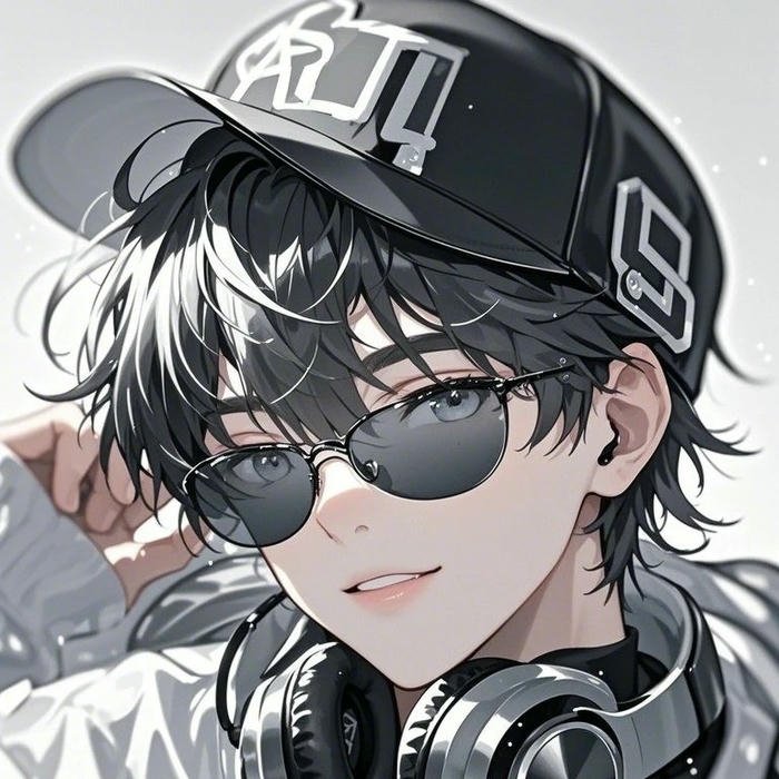 Hình avatar siêu ngầu anime nam đeo kính râm tai nghe