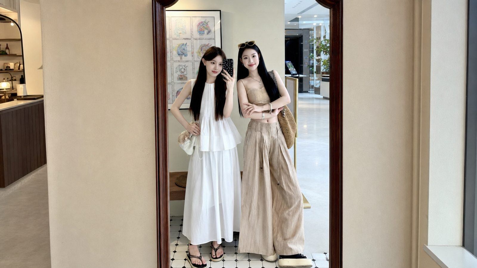 Hai bạn thân thống nhất outfit hoặc bảng màu ăn ý khi chụp ảnh đôi