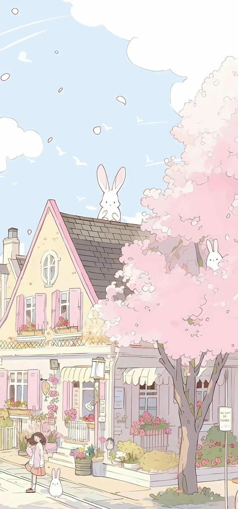 Hình ảnh thỏ trắng ngộ nghĩnh làm wallpaper