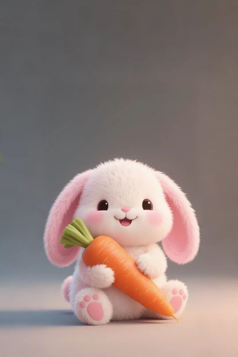 Hình thỏ trắng cute với biểu cảm ngây thơ