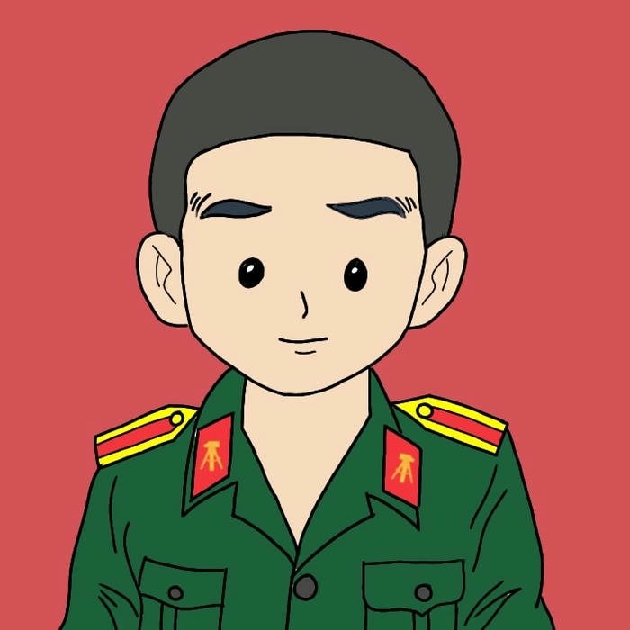Hình ảnh chú bộ đội chibi chân dung nam cười nhẹ