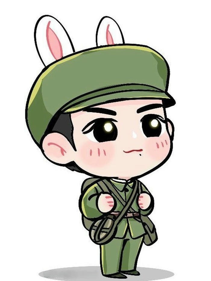 Avatar chú bộ đội chibi đội mũ tai thỏ dễ thương
