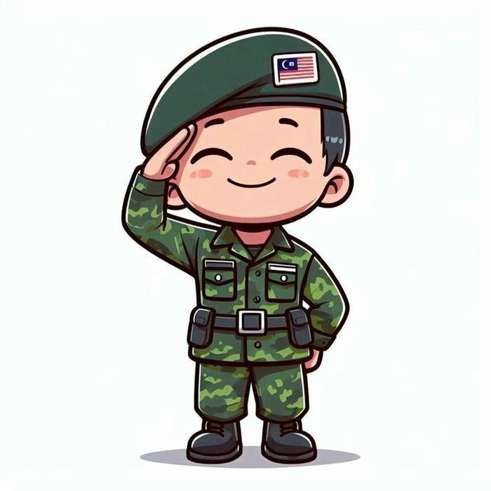 Chibi bộ đội cute đội mũ nồi xanh chào kiểu ngầu