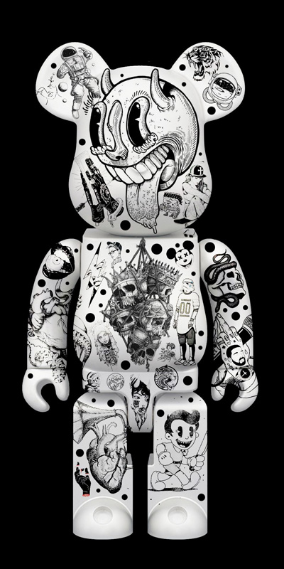 hình nền điện thoại Bearbrick trắng đen đơn giản