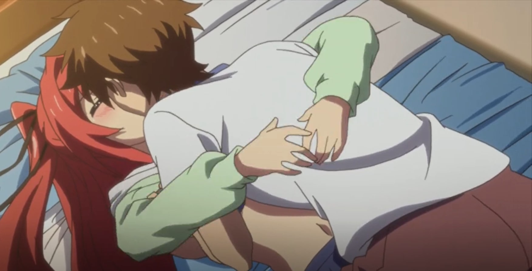 Ảnh sex anime cô gái tóc hồng đang quấn quýt thân mật bên chàng trai