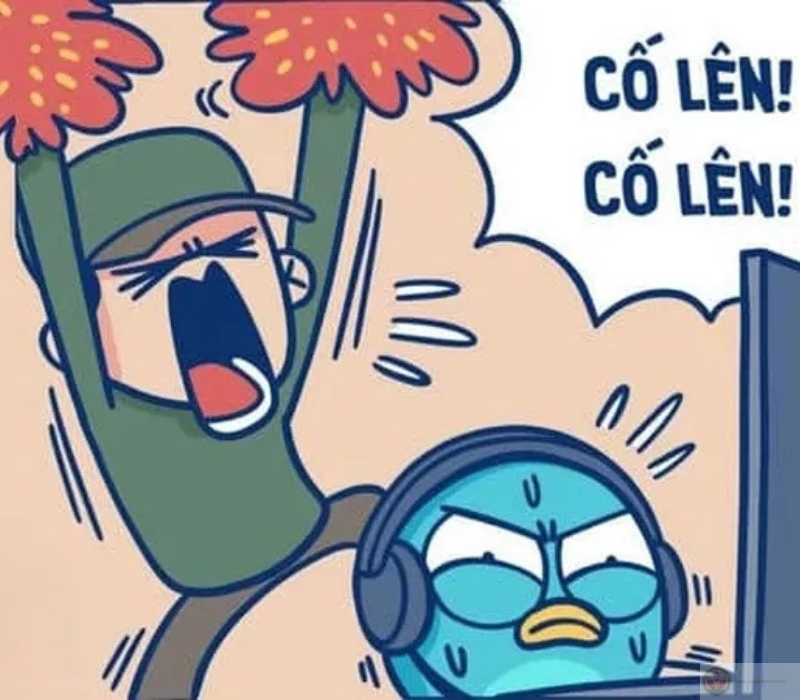 Meme động viên với câu cố lên hài hước.