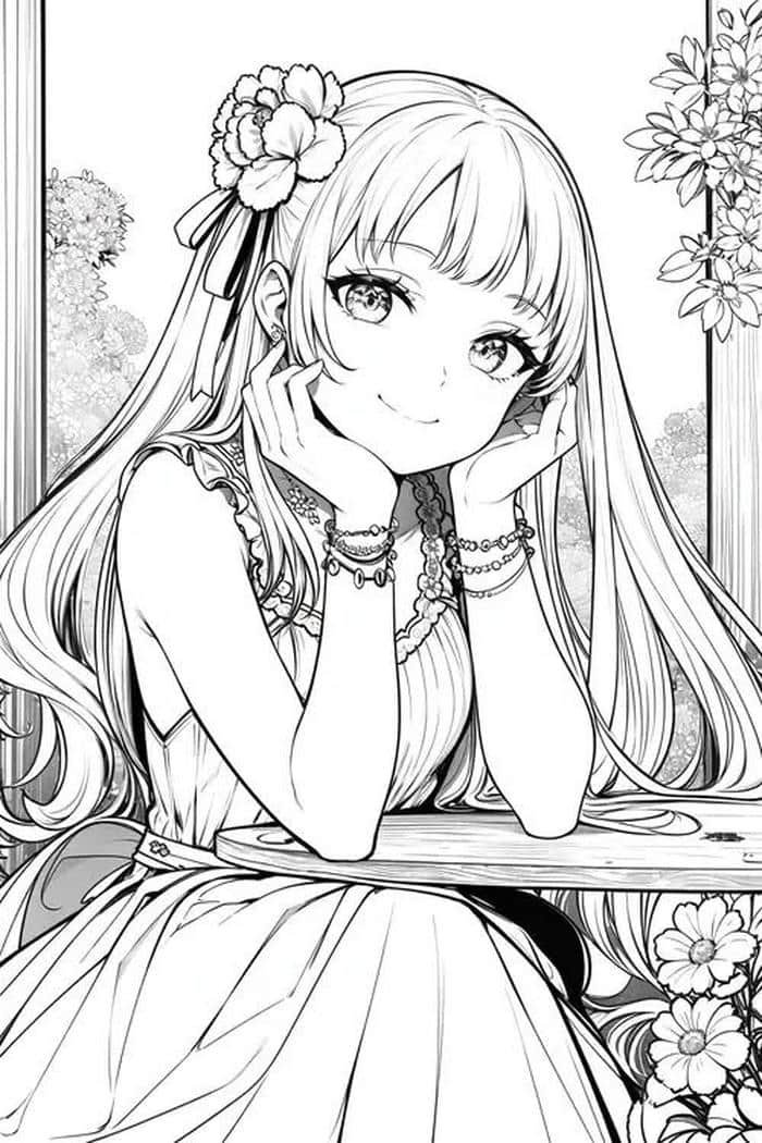 Hình ảnh Anime không màu nhìn thẳng