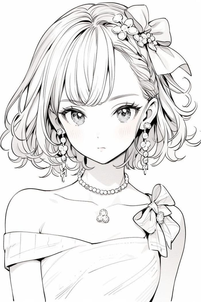 Hình ảnh Anime không màu ánh mắt sâu thẳm