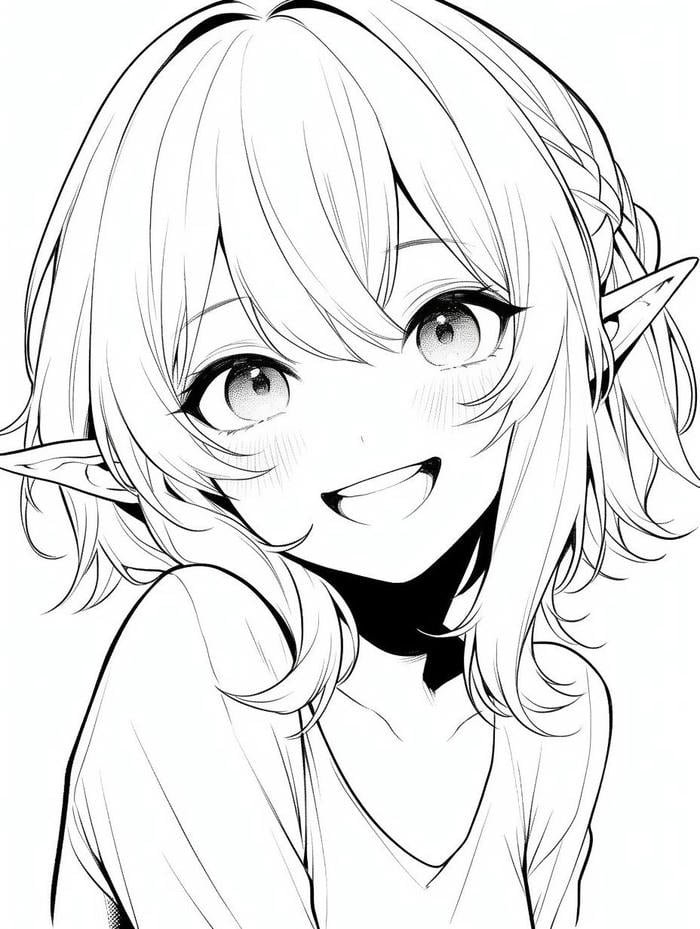 Bức ảnh Anime không màu biểu cảm nhẹ