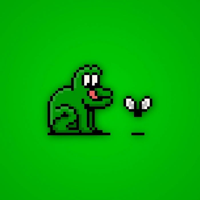 Ảnh avatar ếch pixel nghệ thuật nhìn con ruồi nhỏ