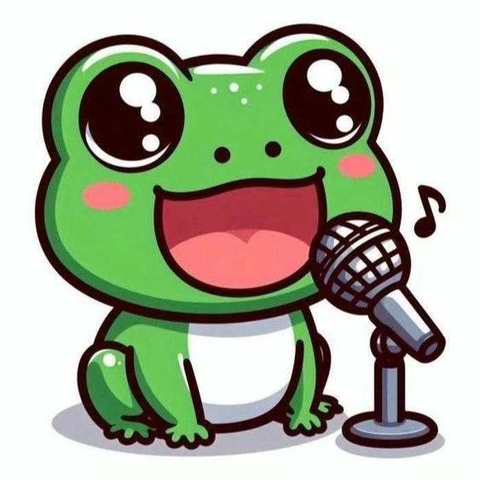 Hình avatar ếch hoạt hình cầm micro hát say sưa